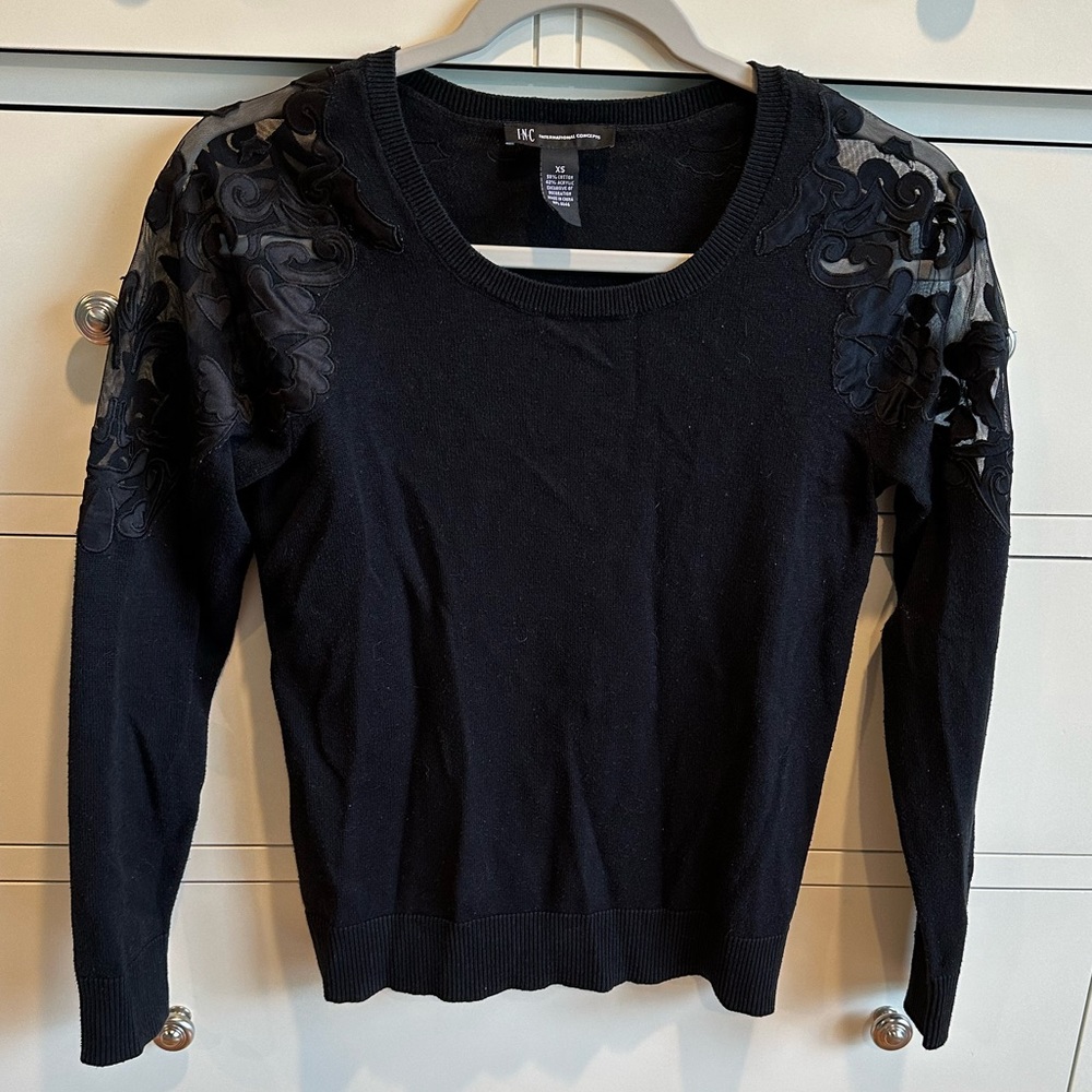 INC Mesh Shoulder Sweater